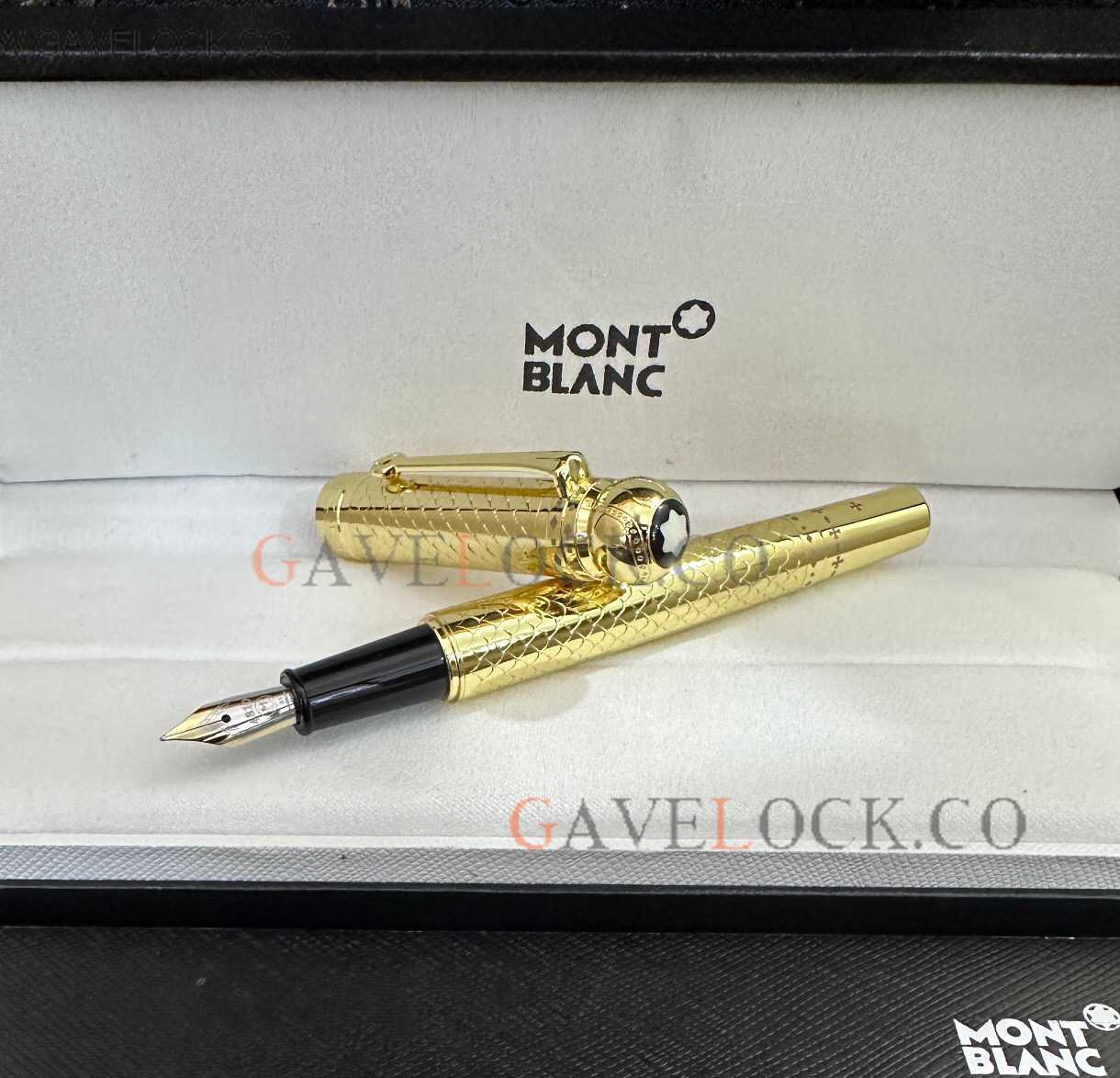 AAA grade replica Montblanc Joseph II. Precious resin fountain pen full gold - Click Image to Close